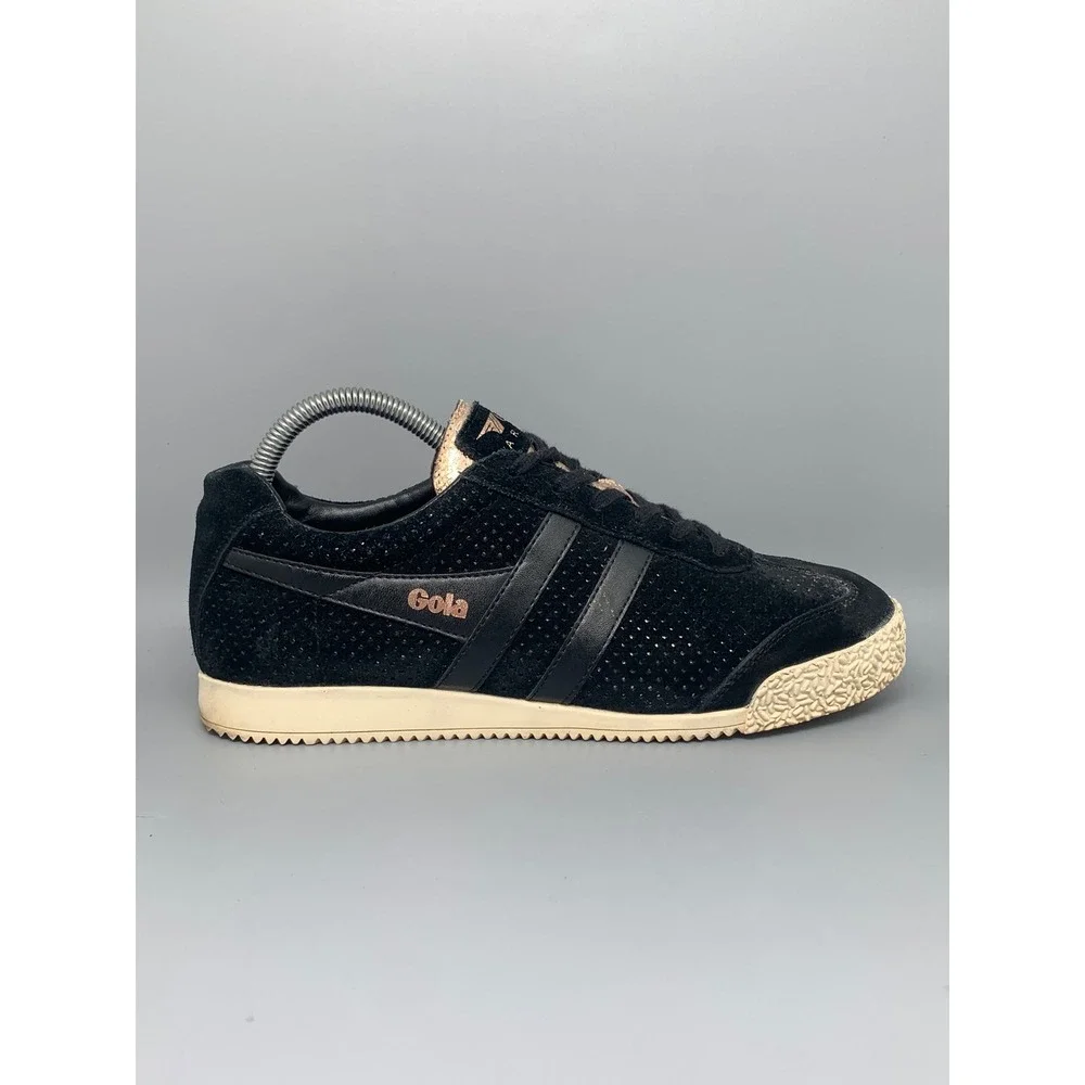 Gola Harrier Glimmer Suede Black Rose Gold Sneakers CLA190 Women's‎ Sz 8